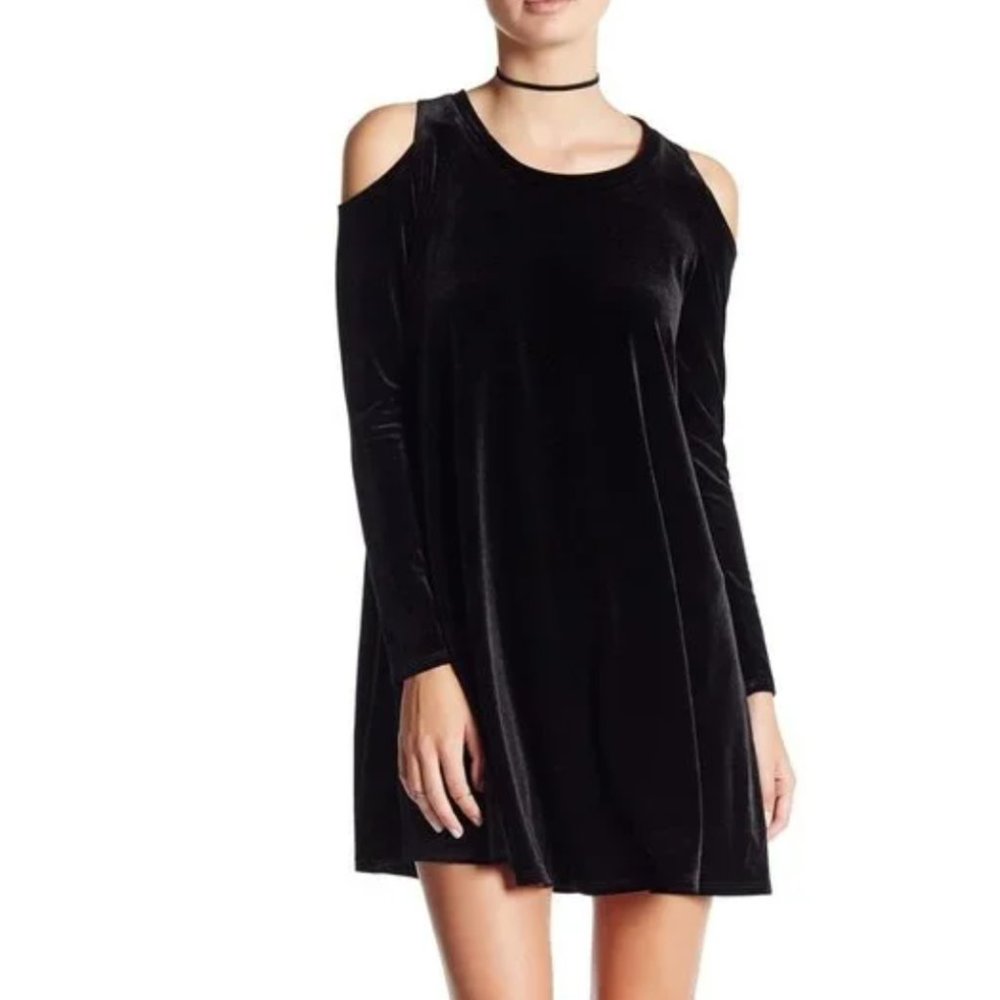 The Vanity Room Velvet Cold Shoulder Dress